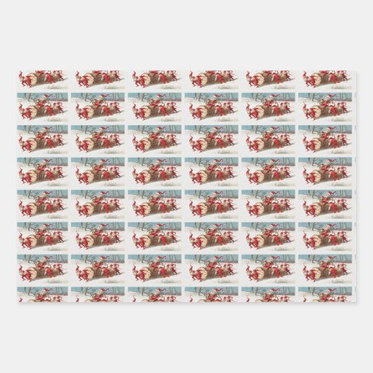 Vintage kerstsneeuw inpakpapier vel (Voorkant 3)