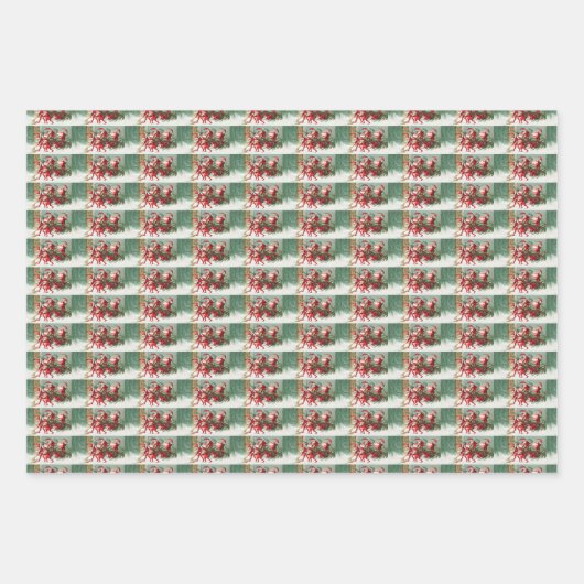 Vintage kerstsneeuw inpakpapier vel (Voorkant 2)