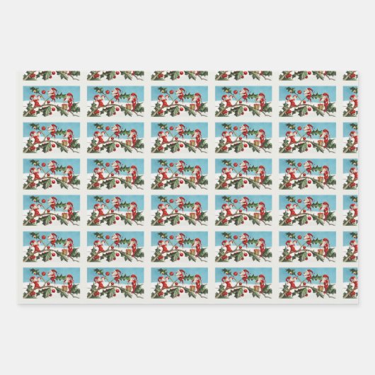 Vintage kerstsneeuw inpakpapier vel (Voorkant)