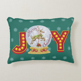 Vintage kerstsneeuw wereldbol rendiersnowflakes accent kussen
