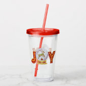 Vintage kerstsneeuw wereldbol rendiersnowflakes acryl drinkbeker (Achterkant)