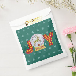 Vintage kerstsneeuw wereldbol rendiersnowflakes bedankzakje