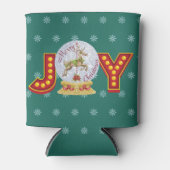 Vintage kerstsneeuw wereldbol rendiersnowflakes blikjeskoeler (Voorkant)