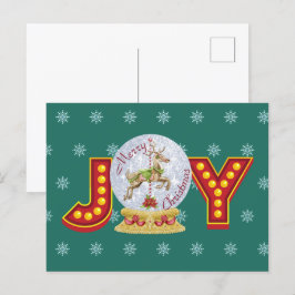 Vintage kerstsneeuw wereldbol rendiersnowflakes feestdagenkaart