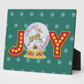 Vintage kerstsneeuw wereldbol rendiersnowflakes fotoplaat (Zijkant)