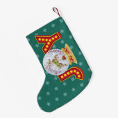 Vintage kerstsneeuw wereldbol rendiersnowflakes kleine kerstsok (Achterkant (Hangend))