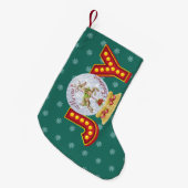 Vintage kerstsneeuw wereldbol rendiersnowflakes kleine kerstsok (Voorkant (Hangend))
