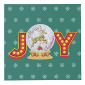 Vintage kerstsneeuw wereldbol rendiersnowflakes kubus (Voorkant)