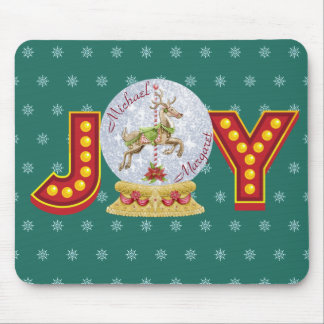 Vintage kerstsneeuw wereldbol rendiersnowflakes muismat