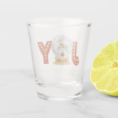 Vintage kerstsneeuw wereldbol rendiersnowflakes shot glas (Achterkant)