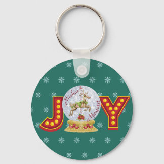 Vintage kerstsneeuw wereldbol rendiersnowflakes sleutelhanger
