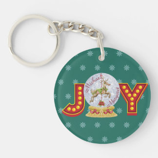 Vintage kerstsneeuw wereldbol rendiersnowflakes sleutelhanger