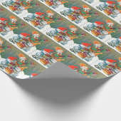 Vintage kerstsneeuwfeest cadeaupapier (Hoek)