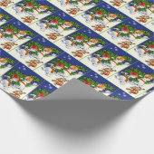 Vintage-kerstsneeuwfeest Cadeaupapier (Hoek)