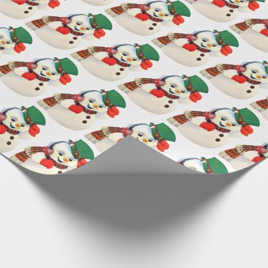 Vintage kerstsneeuwfeest cadeaupapier (Hoek)