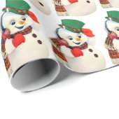 Vintage kerstsneeuwfeest cadeaupapier (Rol Hoek)