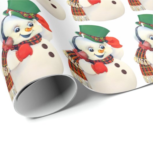 Vintage kerstsneeuwfeest cadeaupapier (Rol Hoek)