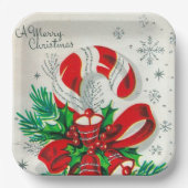 Vintage kerstsnoeprietretro-bord papieren bordje (Voorkant)