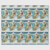 Vintage kerstsnow santa cadeaupapier (Vlak)