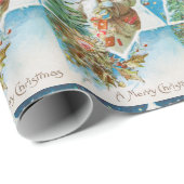 Vintage kerstsnow santa cadeaupapier (Rol Hoek)