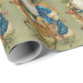 Vintage kerstsnow santa cadeaupapier (Rol Hoek)