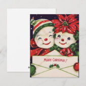 Vintage-kerstsnowman-paar Feestdagenkaart (Voorkant / Achterkant)
