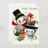 Vintage-kerstsnowman-paar Feestdagenkaart (Voorkant / Achterkant)