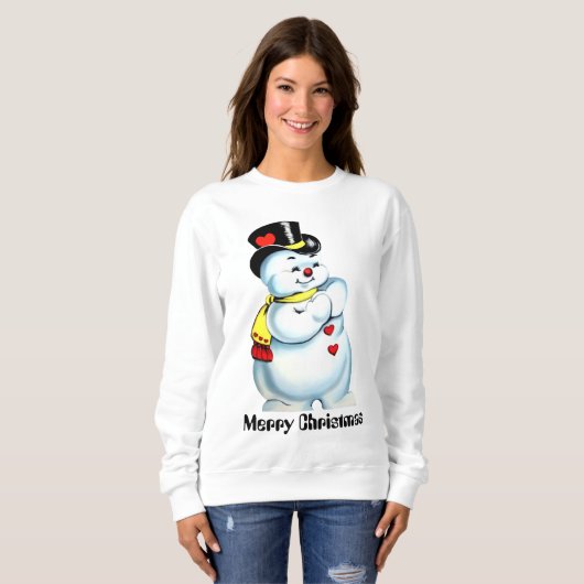 Vintage kerstsnowman, sweatshirt (Voorkant volledig)