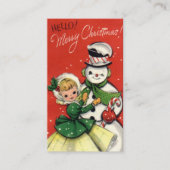 vintage kerstsnowman voegt informatie toe visitekaartje (Voorkant)