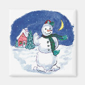 Vintage-kerstsnowman Waving Magneet (Voorkant)