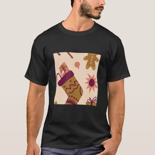 Vintage kerstSokken ompakken Pattern Funny T-shirt (Voorkant)