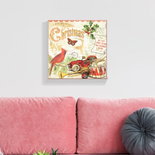 Vintage kerstspeelgoed canvas afdruk (Insitu (Woonkamer))