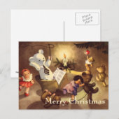 Vintage kerstspeelgoed, danspoppen, Teddy Bears Feestdagenkaart (Voorkant / Achterkant)