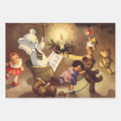 Vintage kerstspeelgoed, danspoppen, Teddy Bears Inpakpapier Vel (Voorkant 2)