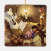 Vintage kerstspeelgoed, danspoppen, Teddy Bears Keramisch Ornament (Achterkant)