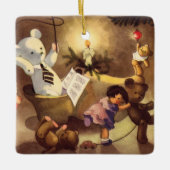 Vintage kerstspeelgoed, danspoppen, Teddy Bears Keramisch Ornament (Voorkant)