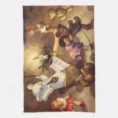 Vintage kerstspeelgoed, danspoppen, Teddy Bears Theedoek (Verticaal)