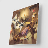 Vintage kerstspeelgoed, danspoppen, Teddy Bears Vierkante Klok (Hoek)