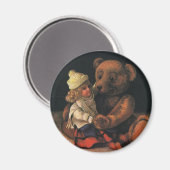 Vintage-kerstspeelgoed, Doll en Teddy Bear Magneet (Voorkant / Achterkant)