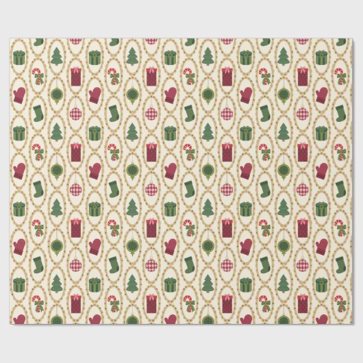 Vintage kerstspots cadeaupapier (Vlak)