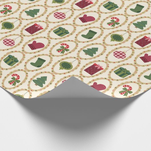 Vintage kerstspots cadeaupapier (Hoek)