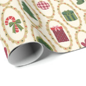 Vintage kerstspots cadeaupapier (Rol Hoek)