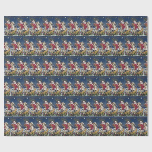 Vintage kerststaarpaard met kerststaarten cadeaupapier (Vlak)