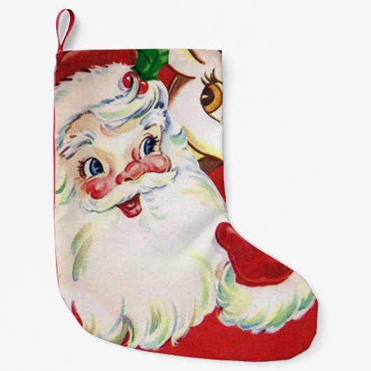 Vintage kerststaartrendierdecor kleine kerstsok (Voorkant)