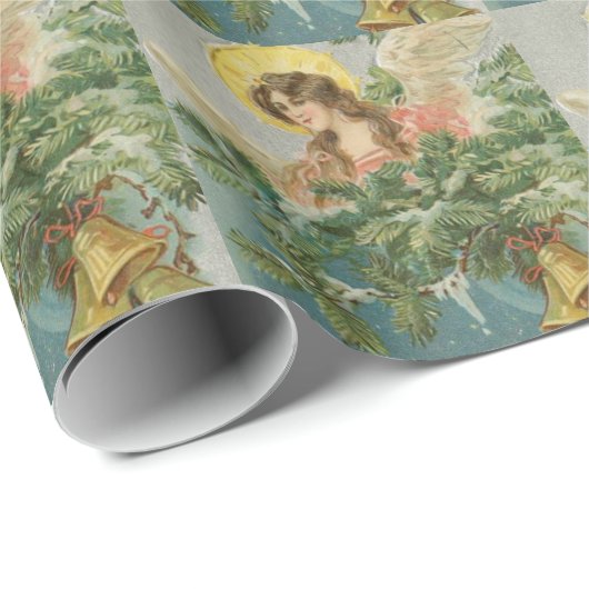 Vintage kerststad Angel Cadeaupapier (Rol Hoek)