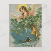 Vintage kerststad Angel Feestdagenkaart (Voorkant)