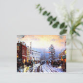 Vintage-kerststad Feestdagenkaart (Staand voorkant)