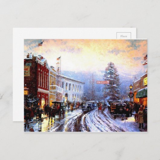 Vintage-kerststad Feestdagenkaart (Voorkant / Achterkant)