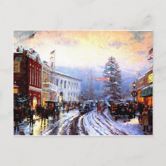 Vintage-kerststad Feestdagenkaart (Voorkant)