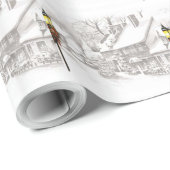 Vintage kerststad inpakpapier (Rol Hoek)